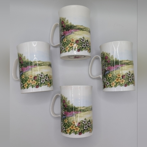 Dunoon Red Campion Fine China 10 Oz Mug Set English Wildflowers Jane Fern - Picture 6 of 12